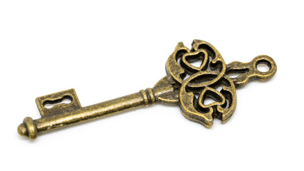 Vintage Key On White Background