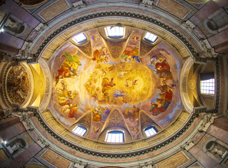 ROME, ITALY, JUNE 17, 2015 : interiors and architectural details of San Giacomo in Augusta church,...
