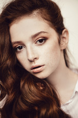 Naklejka premium girl with beautiful hair