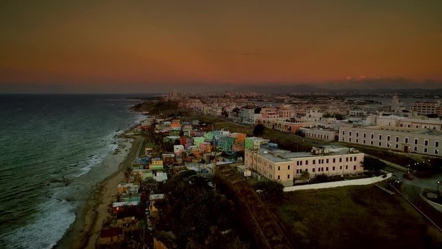 Aerial over La Perla Neighborhood in San Juan, Puerto Rico