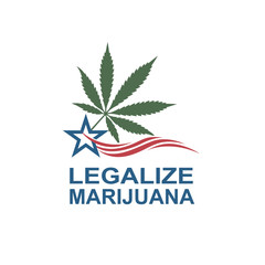 illustration of marijuana or cannabis leaf on usa flag