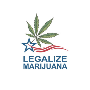 illustration of marijuana or cannabis leaf on usa flag