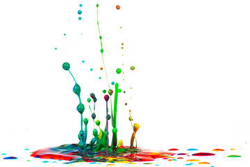 splash of color ink on white background