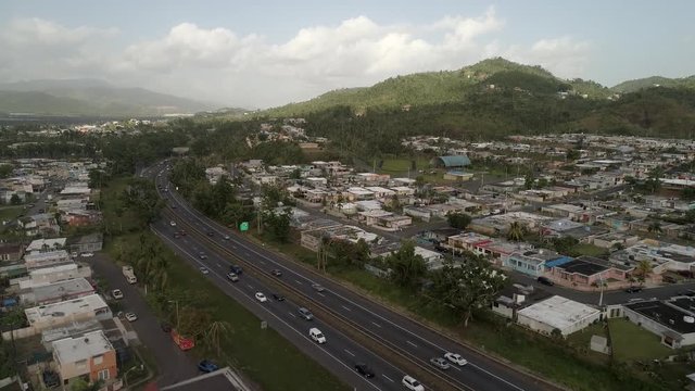 Aerial of Highway in central Puerto Rico