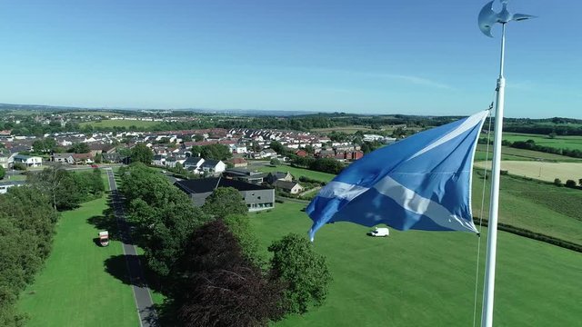 4k aerial footage over the memorials at the site of the Battle of Bannockburn near Stirling. 