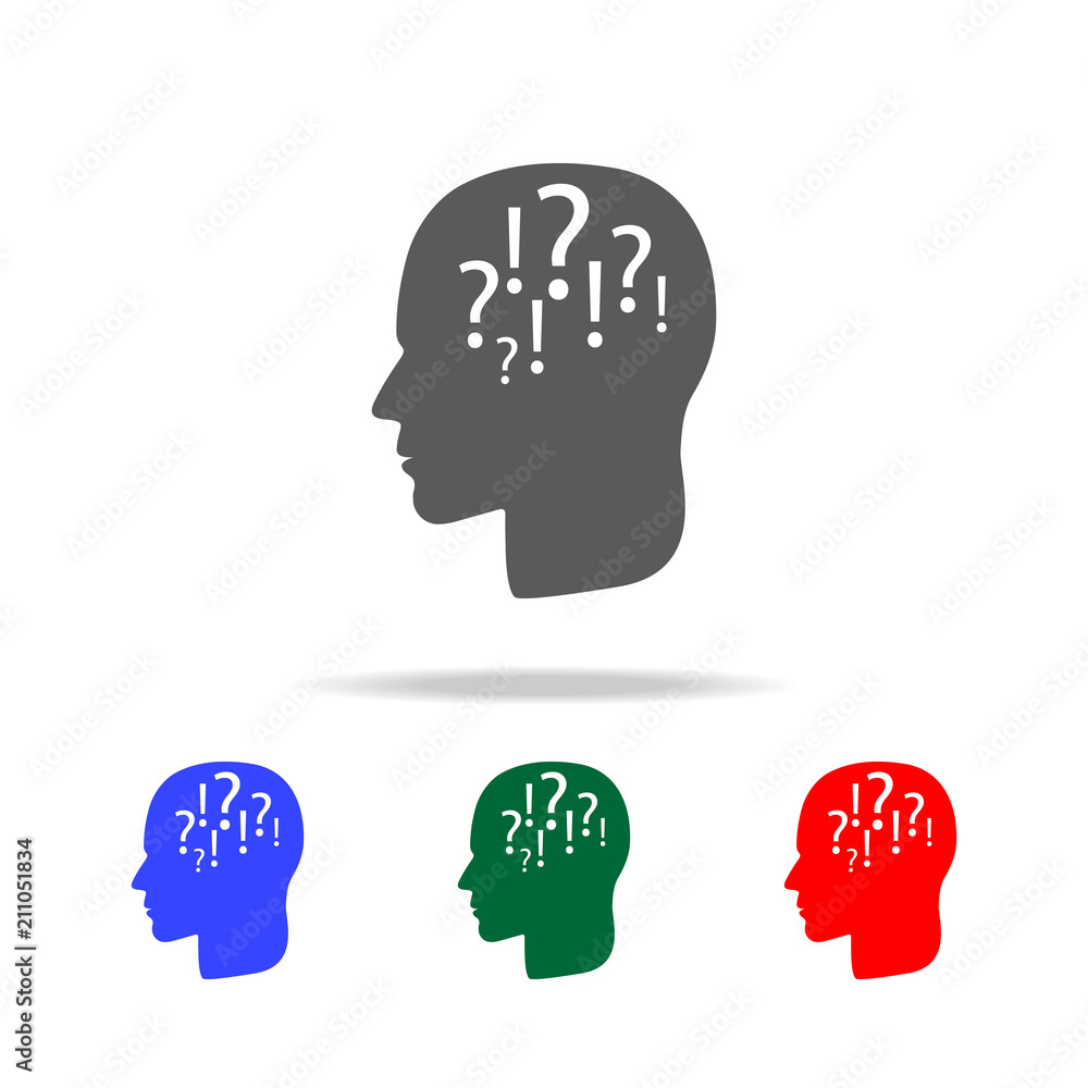 Poster chaos in the head icon. Elements of psychological disorder in multi colored icons. Premium quality graphic design icon. Simple icon for websites, web design, mobile app