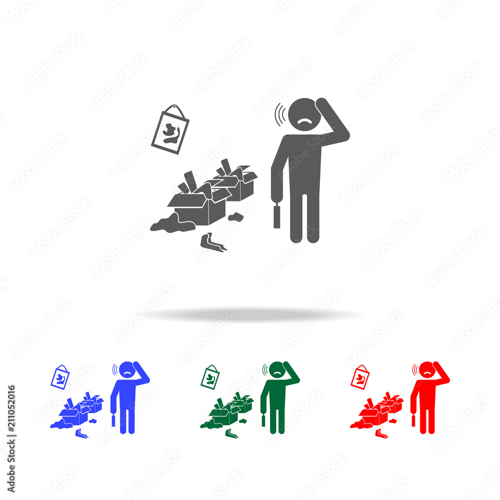 Poster mess at home icon. elements of psychological disorder in multi colored icons. premium quality graphi