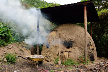 charcoal kiln under heat