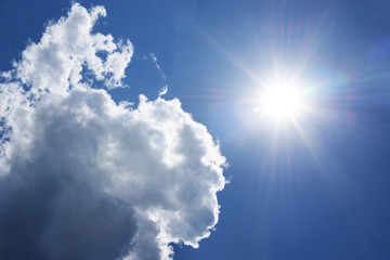 bright white clouds in the sky blue with lonts