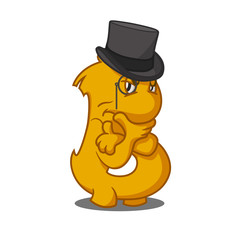 A character named Bitcoin in a serious classic suit. Vector illustration of emotions solid, serious, cheerful.