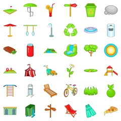 City park icons set. Cartoon style of 36 city park vector icons for web isolated on white background
