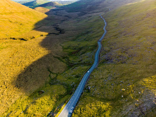 Conor Pass, one of the highest Irish mountain passes served by an asphalted road, located on the Dingle Peninsula, County Kerry, Ireland