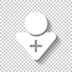 doctor, person with medical cross. White icon with shadow on tra