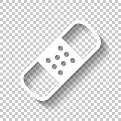 medical patch, simple icon. White icon with shadow on transparen