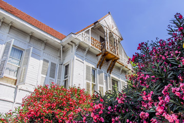 Istanbul, Turkey, 23 July 2011: White mansion at Buyukada, Princes Islands district of Istanbul