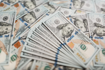 One Hundred Dollar Banknotes. Dollars Closeup Concept.