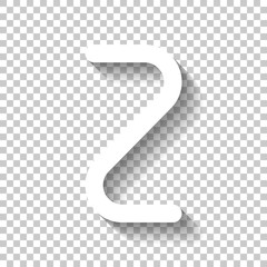 Number two, numeral, simple letter. White icon with shadow on tr