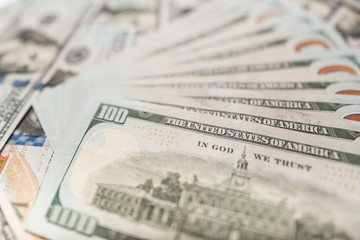 American Dollars Cash Money. One Hundred Dollar Banknotes.