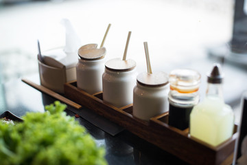 Sauce jar prapared for customer.