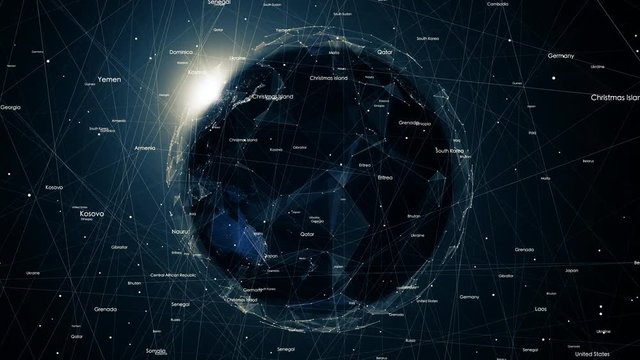 Global network connections. Connecting countries around the world, communication in social media, 4K seamless loop animation.