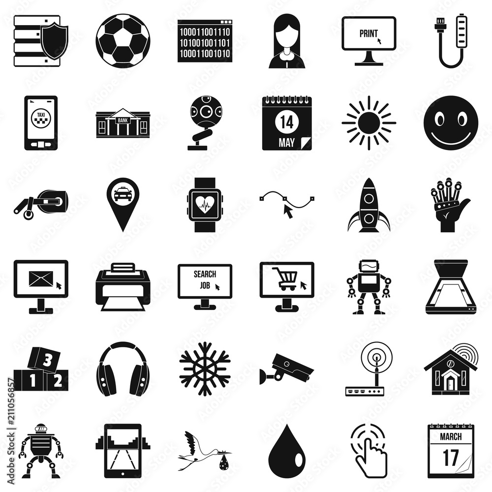 Poster app for life icons set. simple style of 36 app for life vector icons for web isolated on white backg