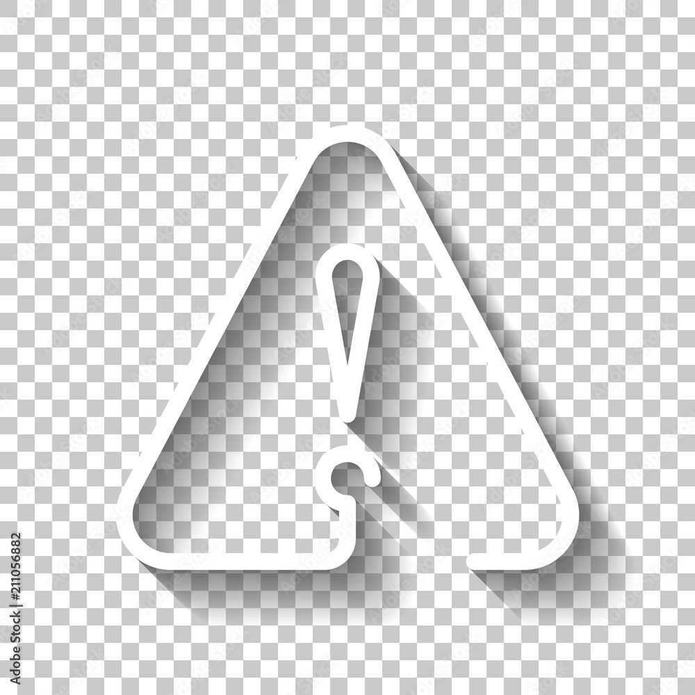 Poster exclamation mark in warning triangle. linear symbol with thin ou
