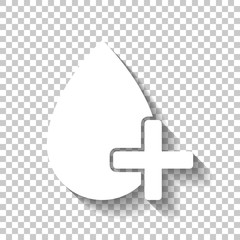 Fototapeta premium drop of blood and medical cross. simple icon. White icon with sh