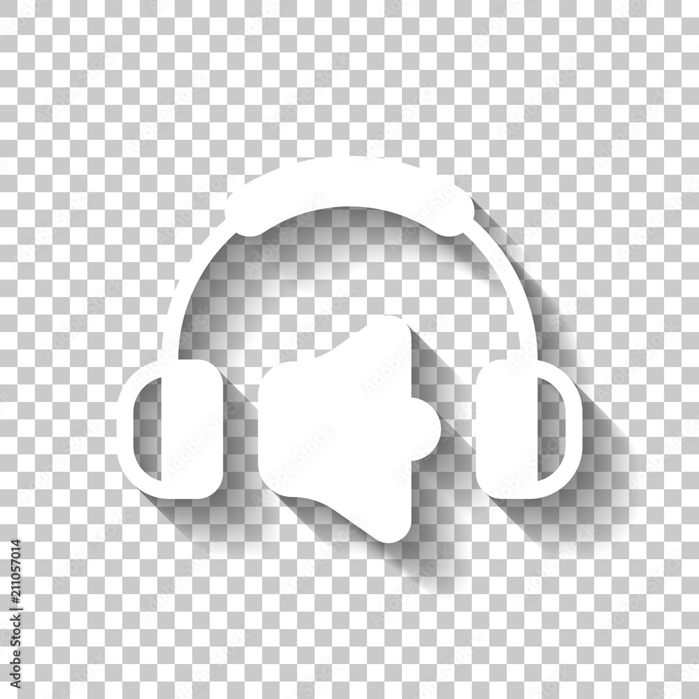 Poster headphones and volume level. max volume level. simple icon. whit