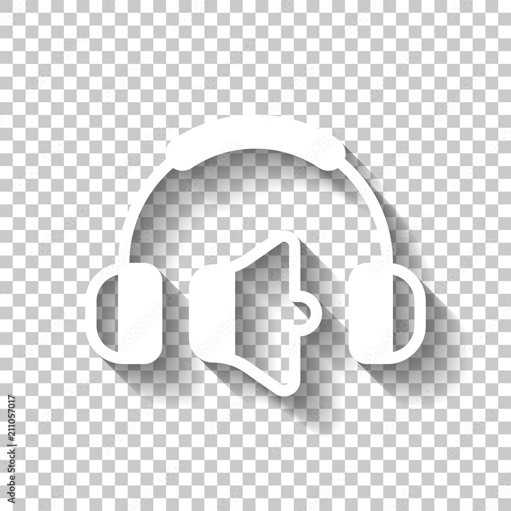 Poster headphones and volume level. min volume level. simple icon. whit