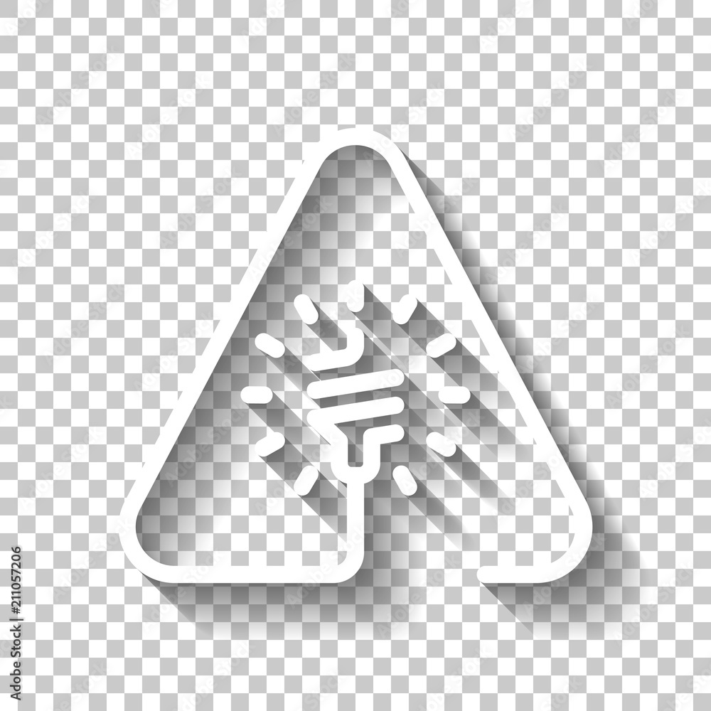 Poster led lamp in warning triangle. linear icon with thin outline. one