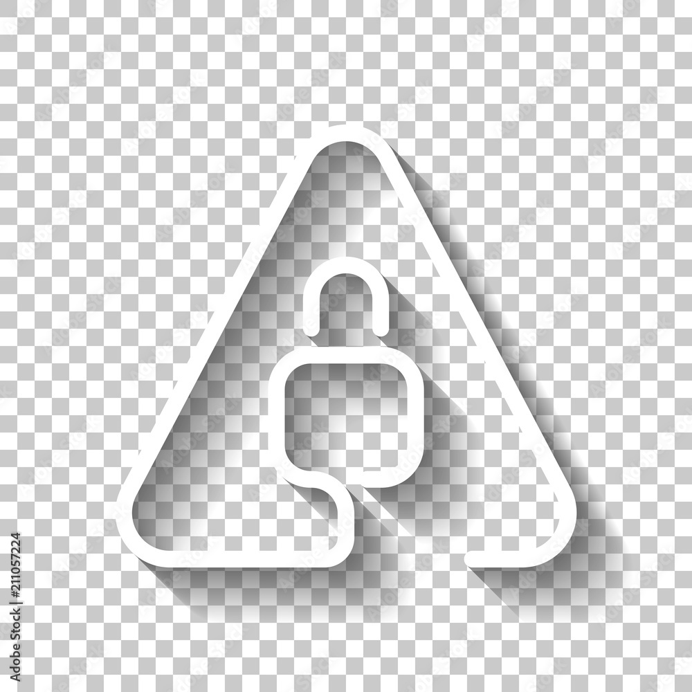 Poster lock in warning triangle. linear icon with thin outline. one lin
