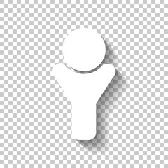 Simple male symbol. Man icon. White icon with shadow on transpar