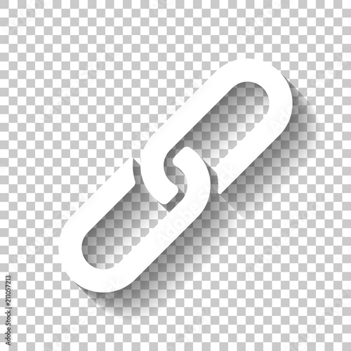 "Link icon. Hyperlink chain symbol. Simple icon. White icon with" Stock