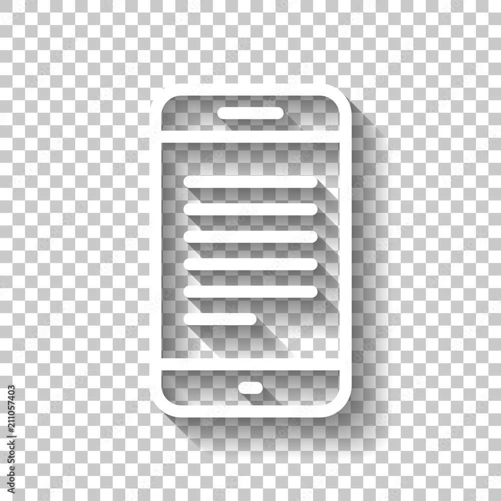 Poster mobile phone with text on screen. simple linear icon with thin o