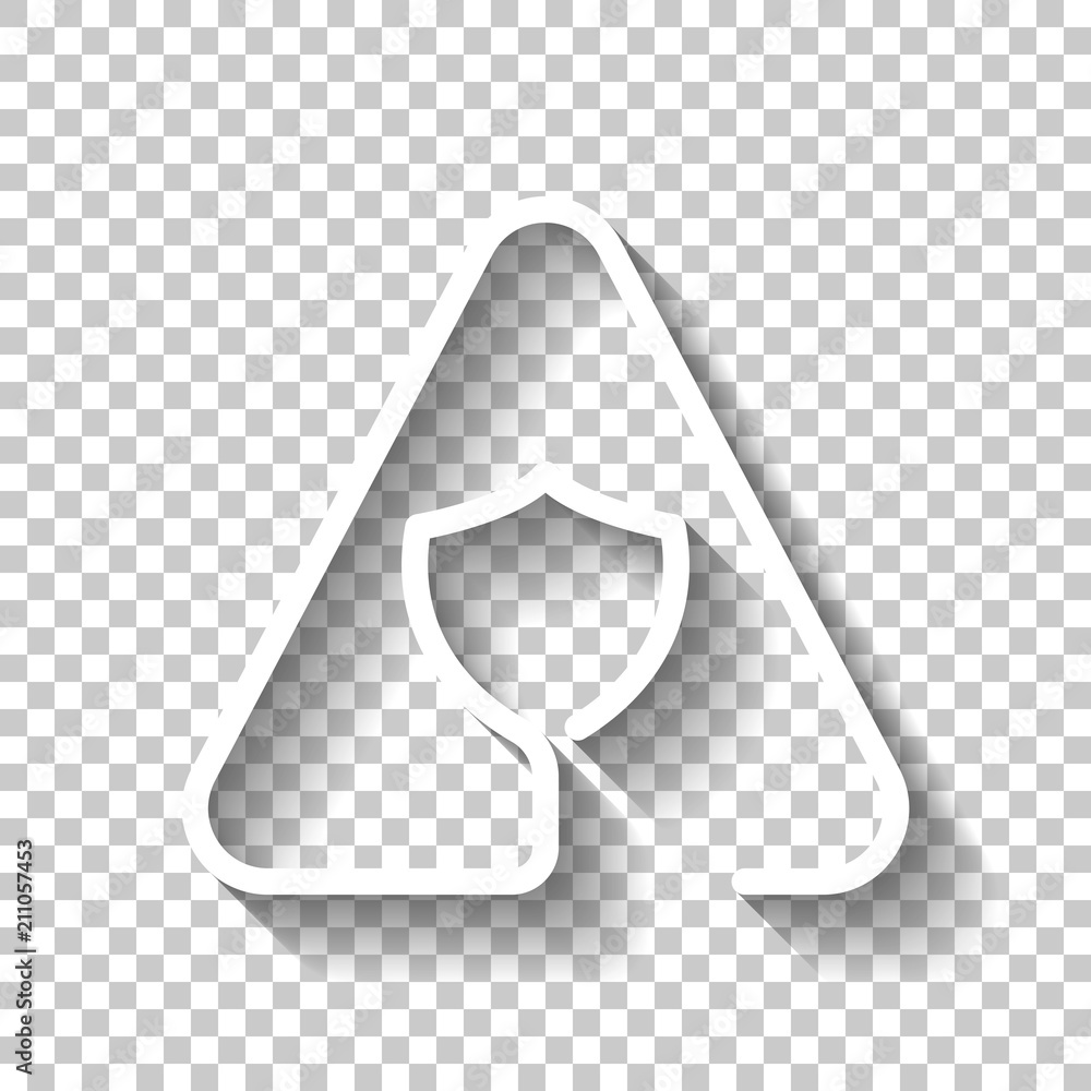 Poster shield in warning triangle. problem with protect. linear icon wi