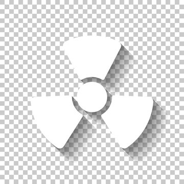Radiation simple symbol. Radioactivity icon. White icon with sha