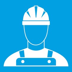 Builder icon white isolated on blue background vector illustration