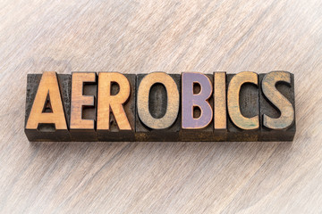 Fototapeta premium aerobics word abstract in wood type