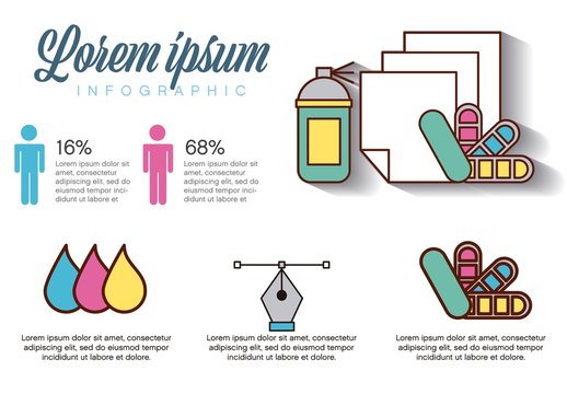 Blue Pink Yellow Graphic Design Tools Infographic Template