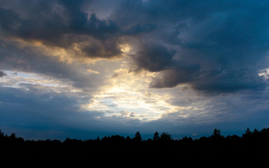 Fototapeta premium Dramatic sky with cloud at sunset
