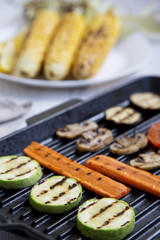 Grilled vegetables, side view. Selective focus.