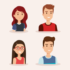 group of young people avatars vector illustration design