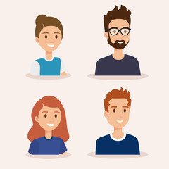 group of young people avatars vector illustration design