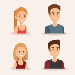 group of young people avatars vector illustration design