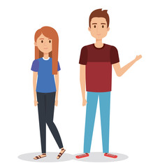 Obraz premium young couple avatars characters vector illustration design