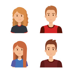 group of young people avatars vector illustration design