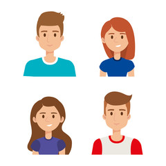 group of young people avatars vector illustration design