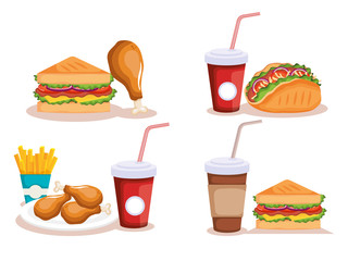 delicious fast food icons vector illustration design