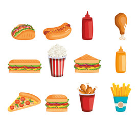 delicious fast food icons vector illustration design