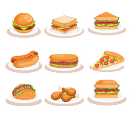 delicious fast food icons vector illustration design
